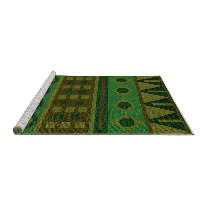 Sideview of Machine Washable Transitional Dark Lime Green Rug, wshpat2800grn