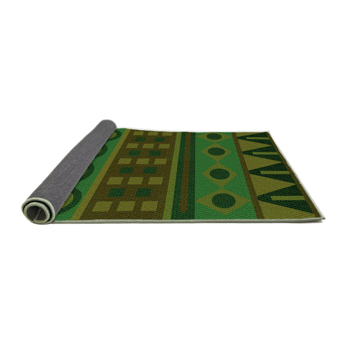 Thickness of Patterned Dark Lime Green Rug, pat2800grn
