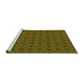 Sideview of Machine Washable Transitional Dark Yellow Green Rug, wshpat2801grn