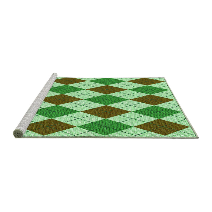 Sideview of Machine Washable Transitional Green Rug, wshpat2803grn