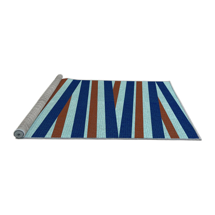 Sideview of Machine Washable Transitional Denim Blue Rug, wshpat2805lblu