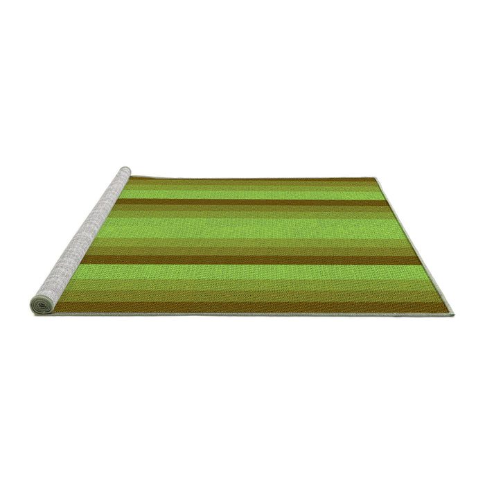 Sideview of Machine Washable Transitional Dark Yellow Green Rug, wshpat2806grn