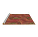 Sideview of Machine Washable Transitional Red Rug, wshpat2807brn