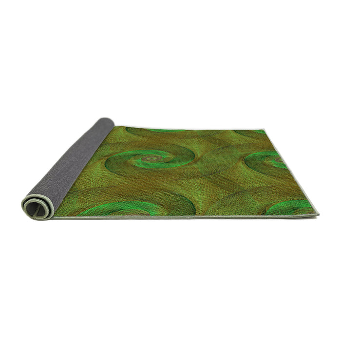 Thickness of Patterned Antique Bronze Green Rug, pat2807grn