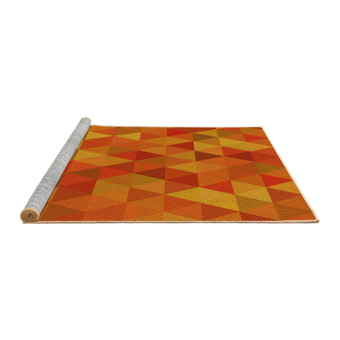 Sideview of Machine Washable Transitional Neon Orange Rug, wshpat2808yw