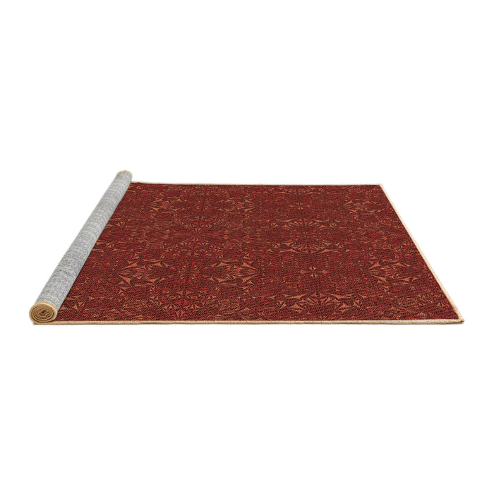 Sideview of Machine Washable Transitional Cranberry Red Rug, wshpat2809brn