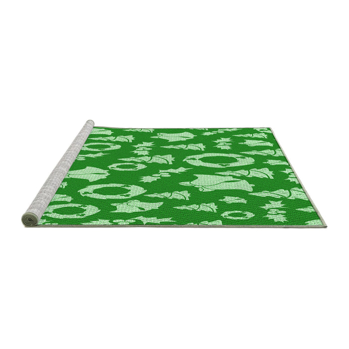 Sideview of Machine Washable Transitional Green Rug, wshpat281grn