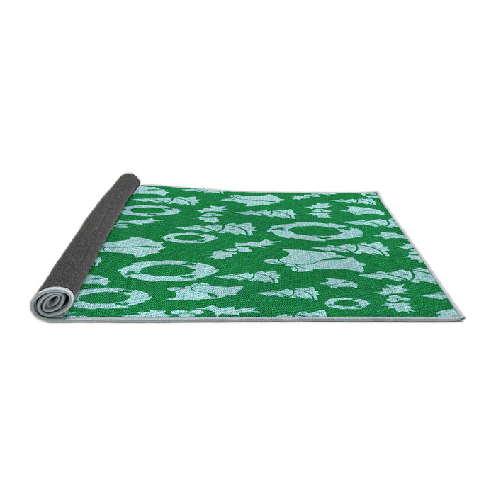 Thickness of Patterned Turquoise Green Rug, pat281lblu
