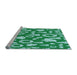 Sideview of Machine Washable Transitional Turquoise Green Rug, wshpat281lblu