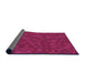 Thickness of Patterned Crimson Red Rug, pat2810pur