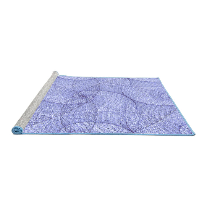 Sideview of Machine Washable Transitional Light Slate Blue Rug, wshpat2811blu