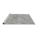 Sideview of Machine Washable Transitional Platinum Silver Gray Rug, wshpat2811gry