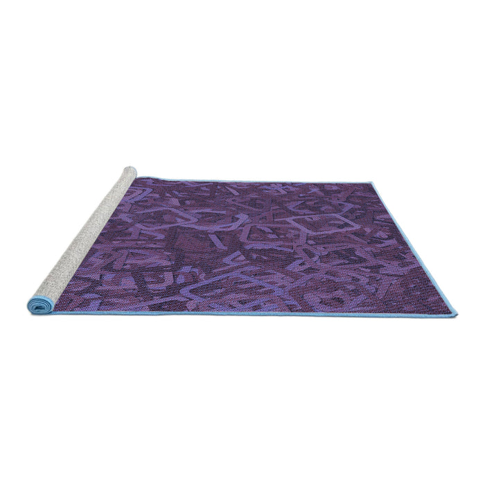 Sideview of Machine Washable Transitional Plum Purple Rug, wshpat2817blu