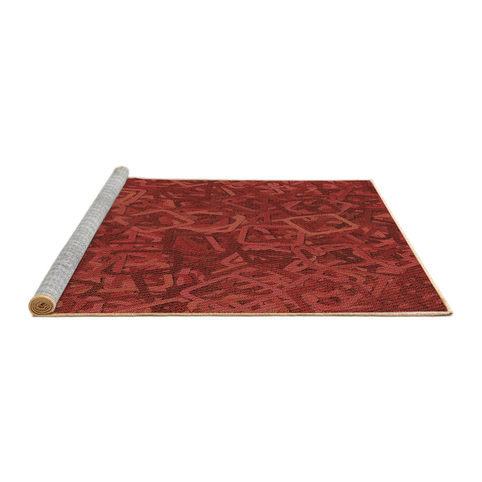 Sideview of Machine Washable Transitional Red Rug, wshpat2817brn