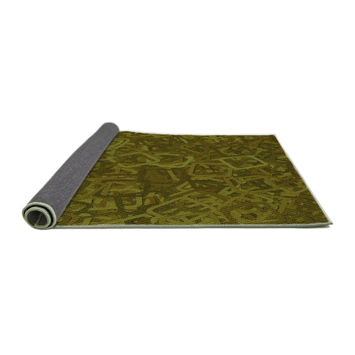 Thickness of Patterned Dark Yellow Green Rug, pat2817grn
