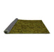 Thickness of Patterned Dark Yellow Green Rug, pat2817grn