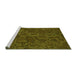 Sideview of Machine Washable Transitional Dark Yellow Green Rug, wshpat2817grn