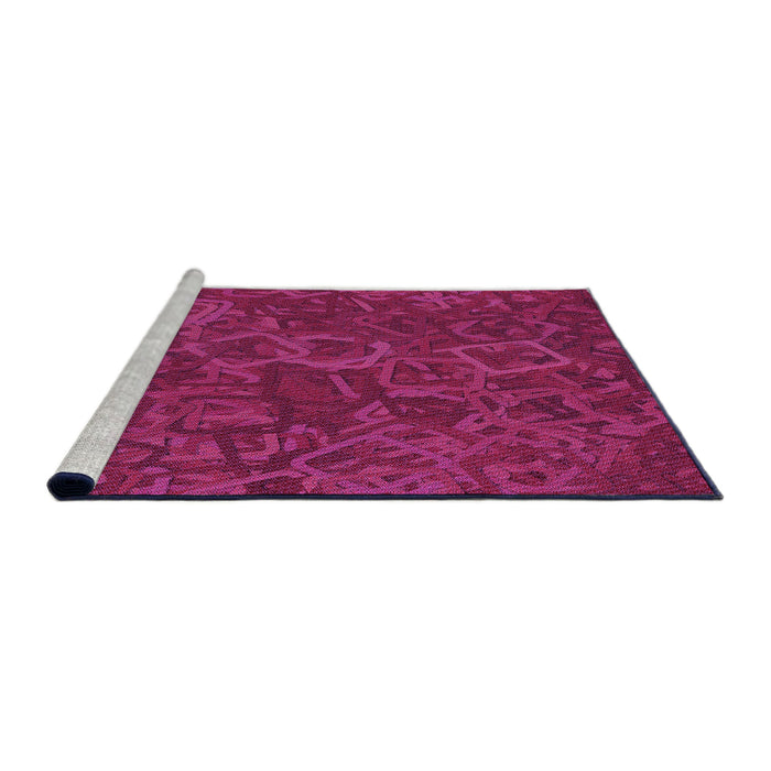 Sideview of Machine Washable Transitional Deep Pink Rug, wshpat2817pur