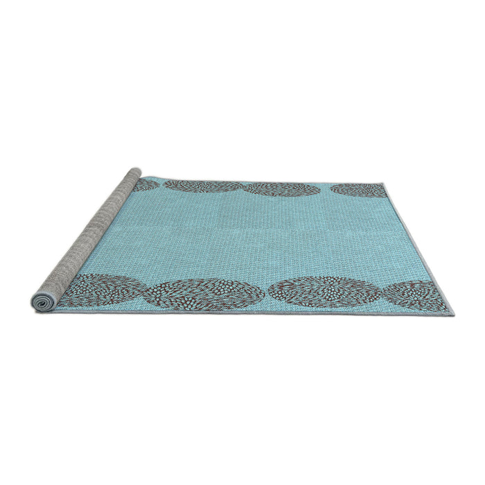 Sideview of Machine Washable Transitional Koi Blue Rug, wshpat2818lblu
