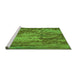 Sideview of Machine Washable Transitional Green Rug, wshpat2819grn