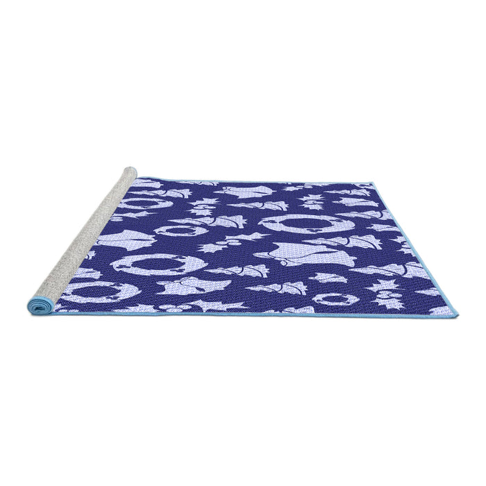 Sideview of Machine Washable Transitional Cobalt Blue Rug, wshpat282blu