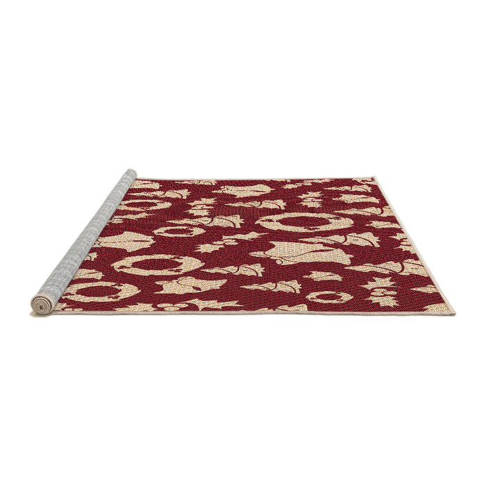 Sideview of Machine Washable Transitional Light Salmon Rose Pink Rug, wshpat282org