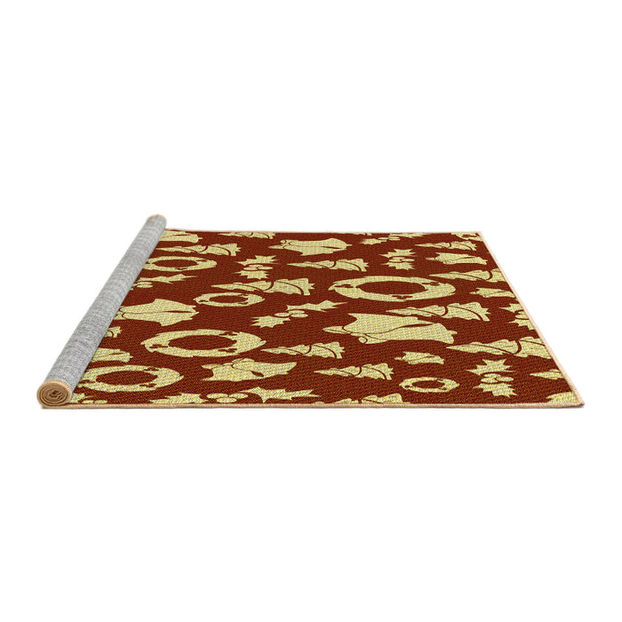 Sideview of Machine Washable Transitional Orange Rug, wshpat282yw