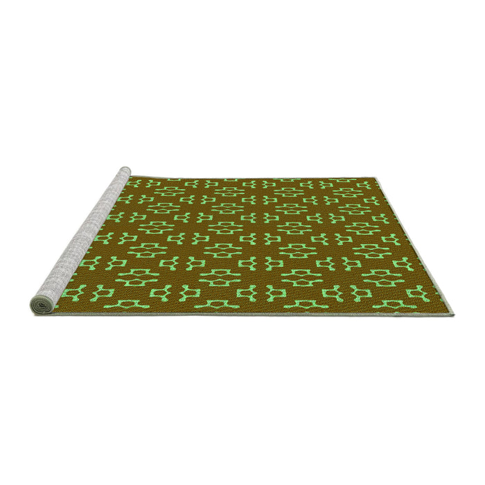 Sideview of Machine Washable Transitional Dark Bronze Brown Rug, wshpat2820grn