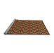 Sideview of Machine Washable Transitional Copper Brown Rug, wshpat2820lblu