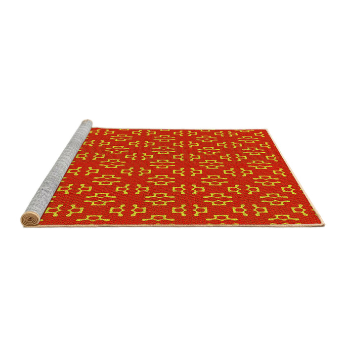 Sideview of Machine Washable Transitional Neon Orange Rug, wshpat2820yw
