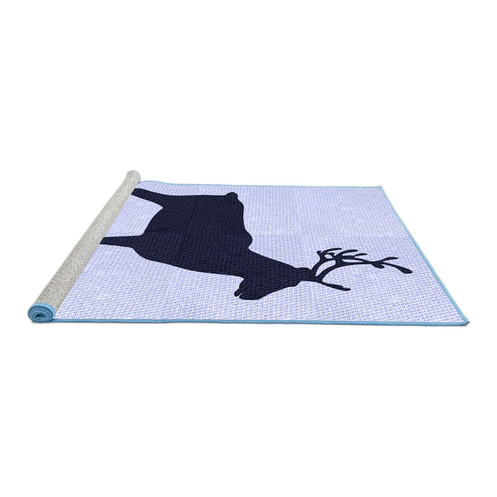 Sideview of Machine Washable Transitional Lavender Blue Rug, wshpat2822blu