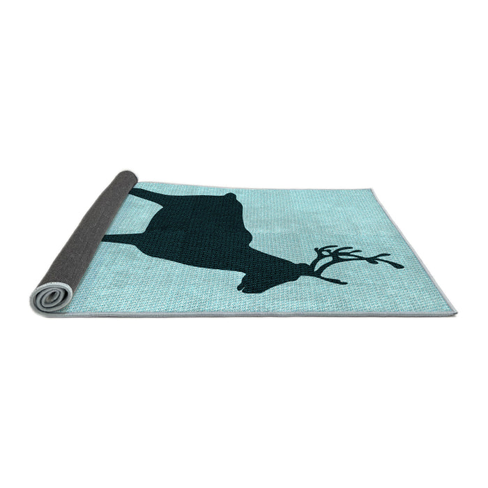 Thickness of Patterned Deep-Sea Green Rug, pat2822lblu