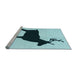 Sideview of Machine Washable Transitional Deep-Sea Green Rug, wshpat2822lblu