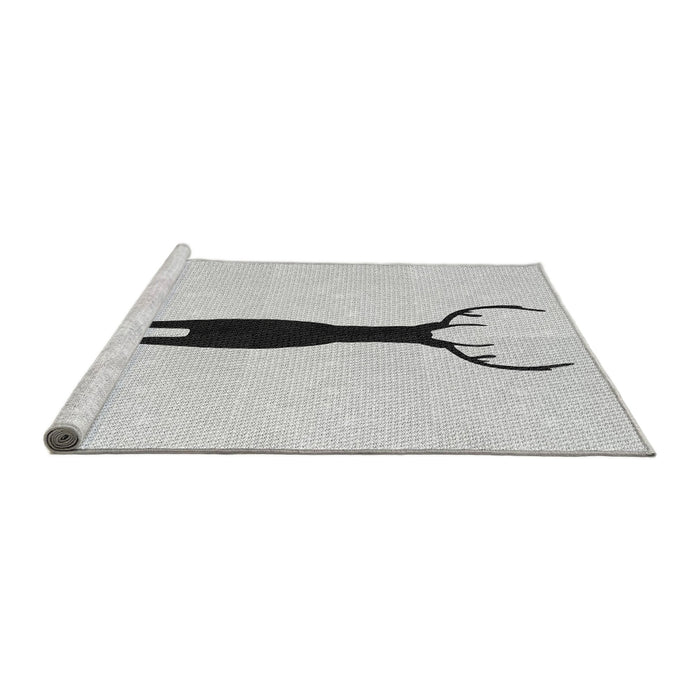 Sideview of Machine Washable Transitional Platinum Gray Rug, wshpat2823gry