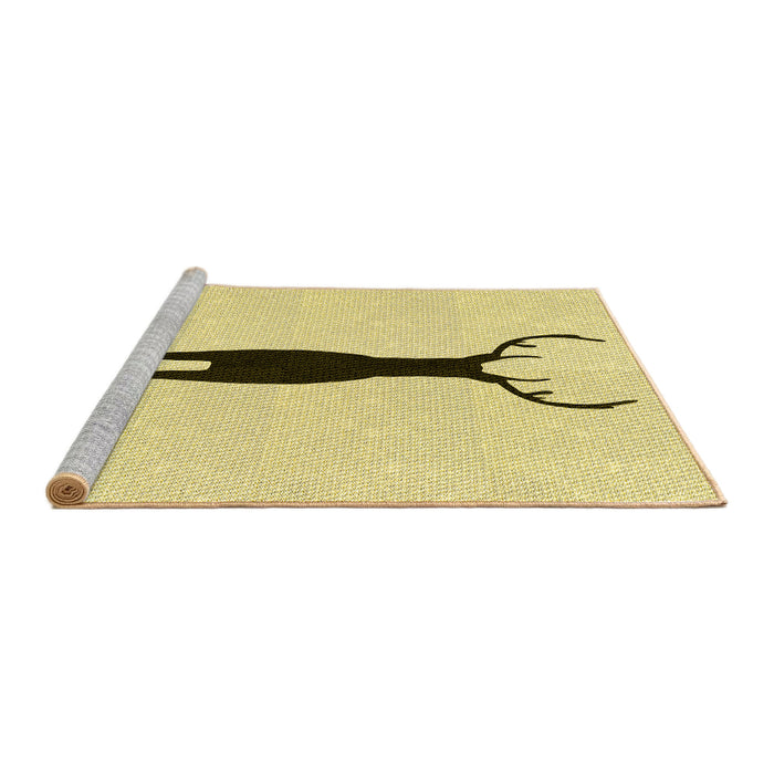 Sideview of Machine Washable Transitional Sun Yellow Rug, wshpat2823yw