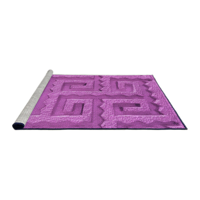 Sideview of Machine Washable Transitional Bright Neon Pink Purple Rug, wshpat2824pur