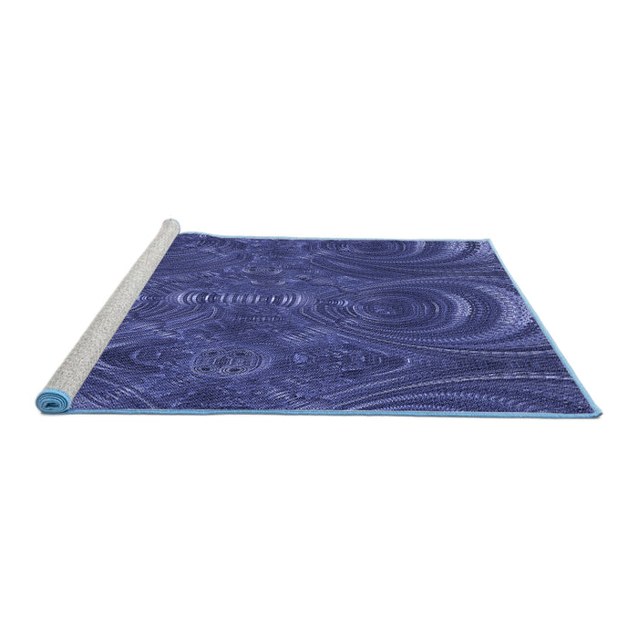 Sideview of Machine Washable Transitional Blue Rug, wshpat2825blu