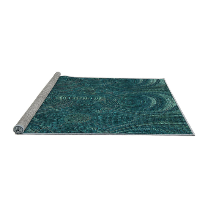 Sideview of Machine Washable Transitional Deep-Sea Blue Rug, wshpat2825lblu