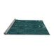 Sideview of Machine Washable Transitional Deep-Sea Blue Rug, wshpat2825lblu