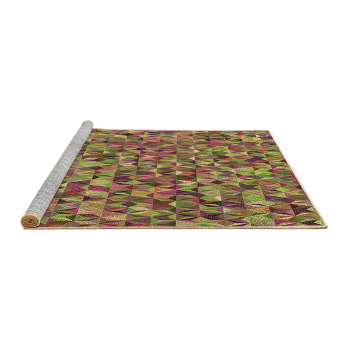 Sideview of Machine Washable Transitional Brown Red Rug, wshpat2827brn