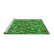 Sideview of Machine Washable Transitional Seaweed Green Rug, wshpat2827grn