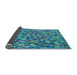 Thickness of Patterned Dark Turquoise Green Rug, pat2827lblu