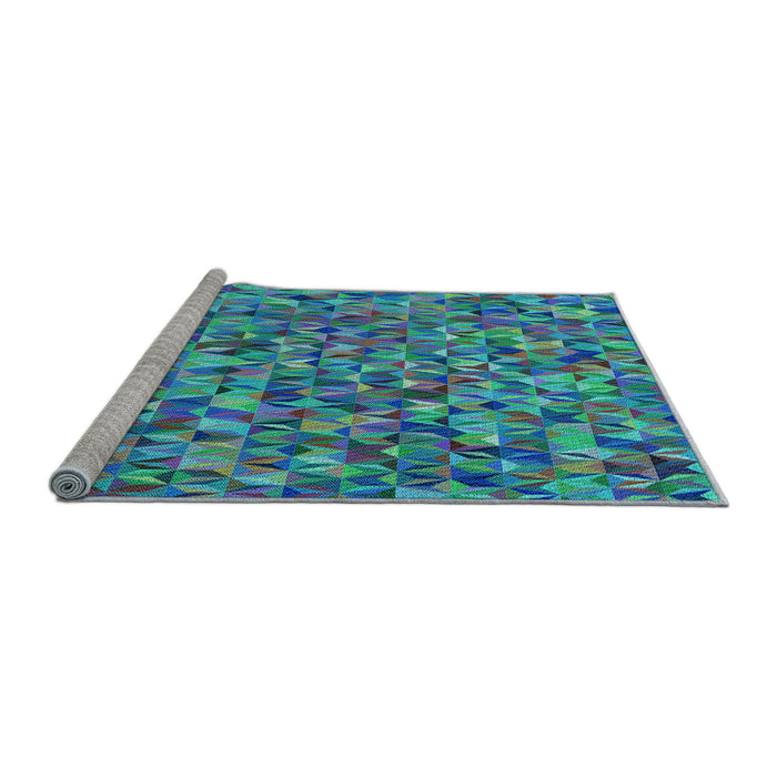 Sideview of Machine Washable Transitional Dark Turquoise Green Rug, wshpat2827lblu