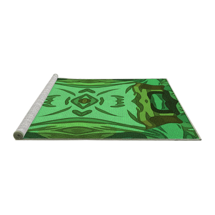 Sideview of Machine Washable Transitional Deep Emerald Green Rug, wshpat2829grn
