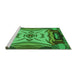 Sideview of Machine Washable Transitional Deep Emerald Green Rug, wshpat2829grn