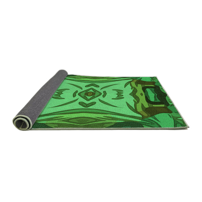 Thickness of Patterned Deep Emerald Green Rug, pat2829grn
