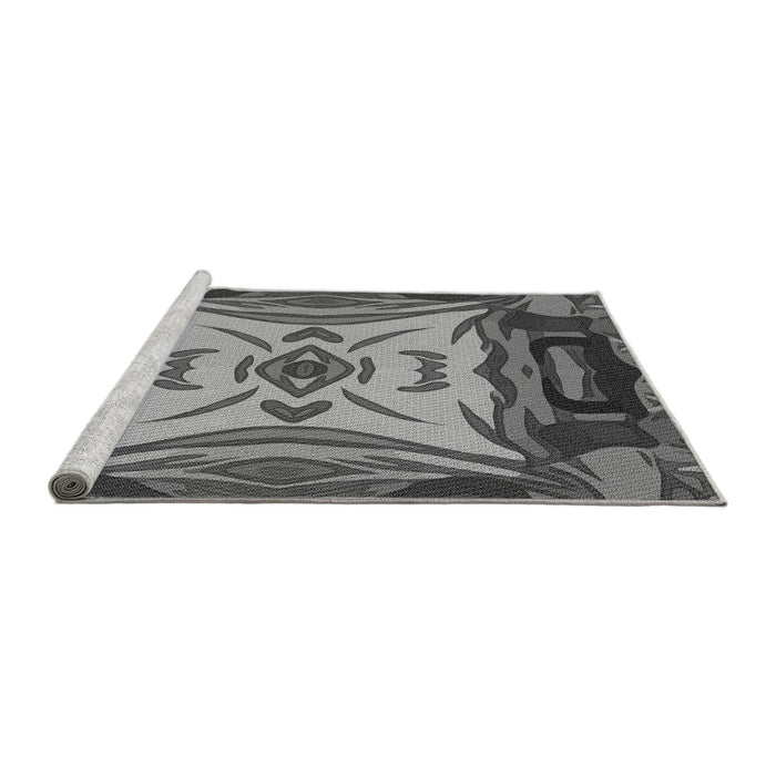 Sideview of Machine Washable Transitional Dark Gray Rug, wshpat2829gry