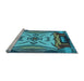 Sideview of Machine Washable Transitional Bright Turquoise Blue Rug, wshpat2829lblu