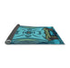 Thickness of Patterned Bright Turquoise Blue Rug, pat2829lblu