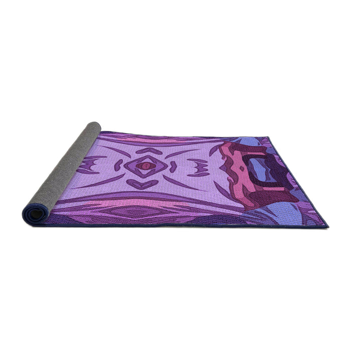 Thickness of Patterned Dark Magenta Purple Rug, pat2829pur